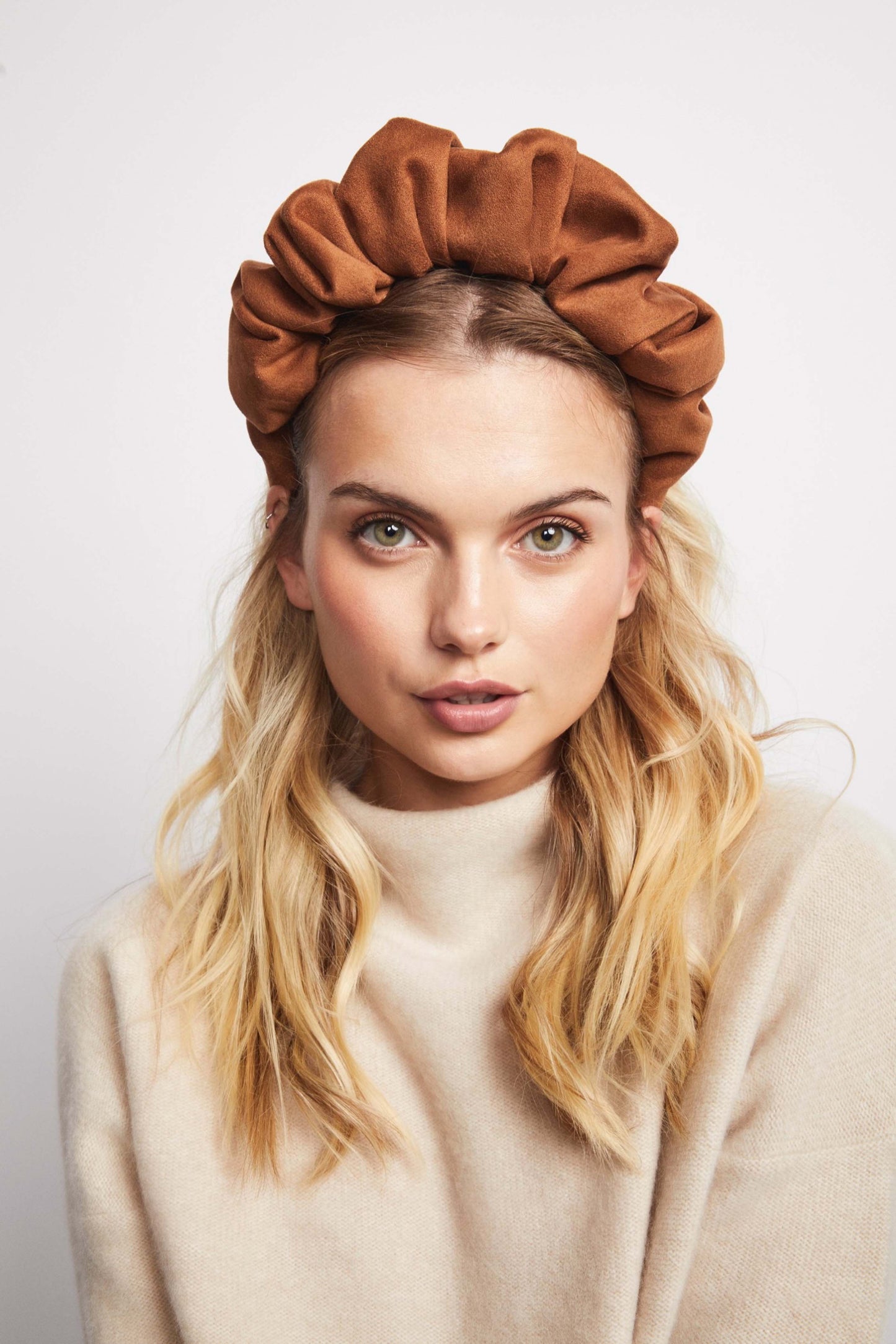 Elizabeth Headband- Tobacco Faux Suede