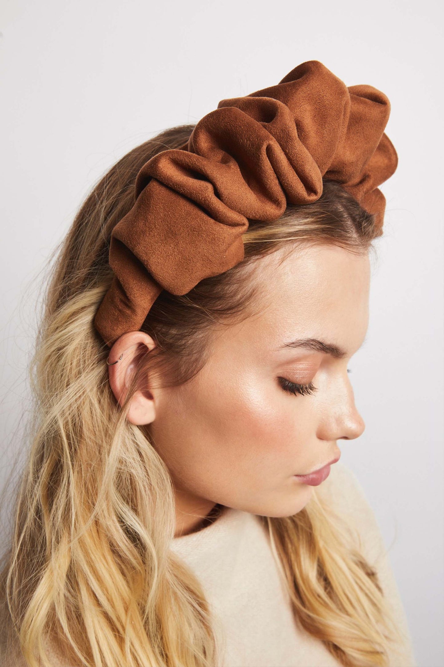 Elizabeth Headband- Tobacco Faux Suede