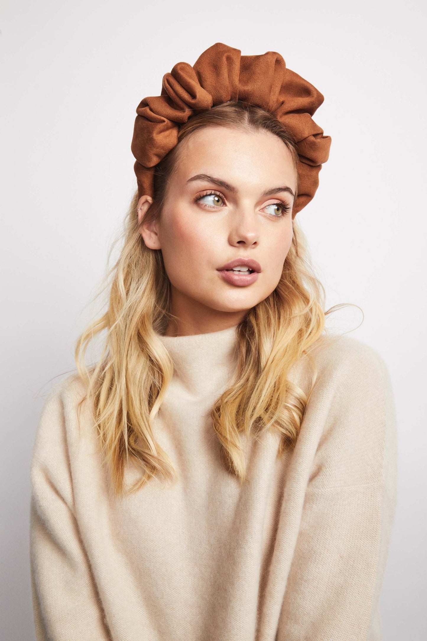 Elizabeth Headband- Tobacco Faux Suede