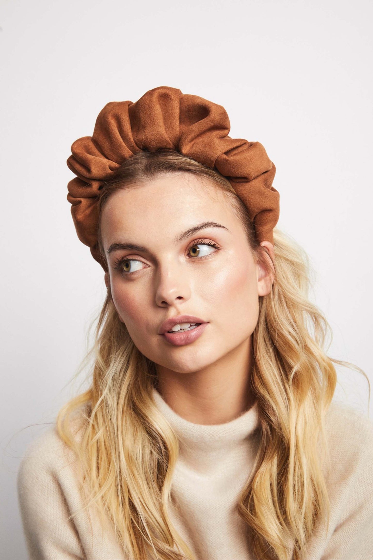 Elizabeth Headband- Tobacco Faux Suede